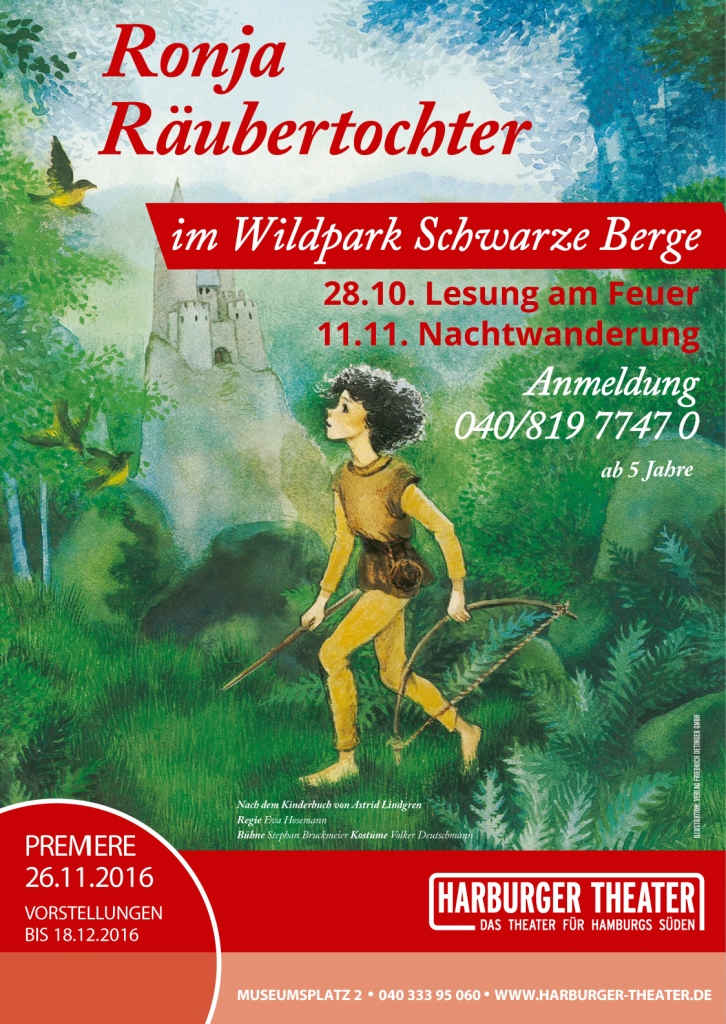 Plakat zur Lesung Ronja Räubertochter im Wildpark Schwarze Berge