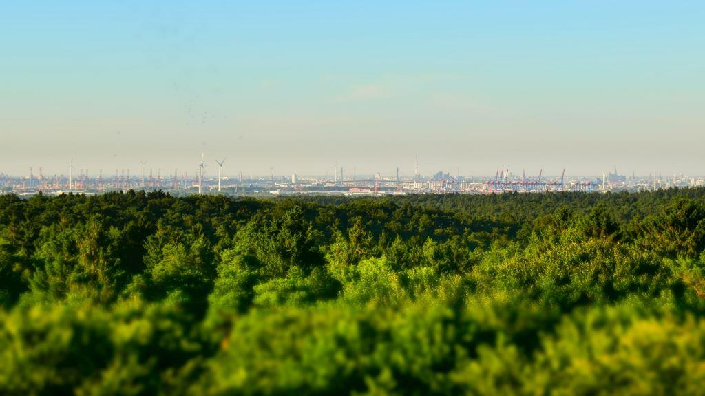 Panoramaaussicht vom Elbblickturm Richtung Hamburg